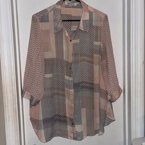 Rose & Olive Pink and Black Geometric Button-Down Shirt